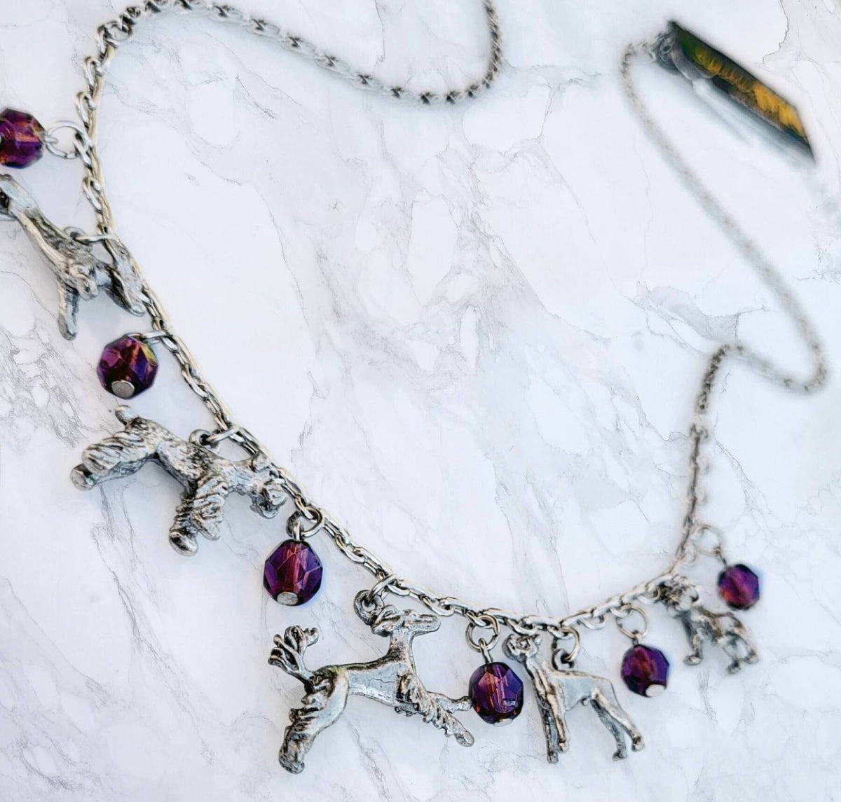 1928 Jewelry Multi Beaded Dog Charm Necklace 16 Inch with 3 Inch Extender