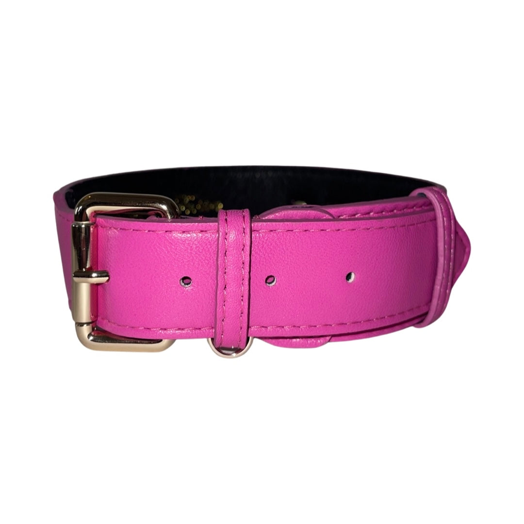Allysa Payne Classic Fuchsia Italian Leather Dog Collar