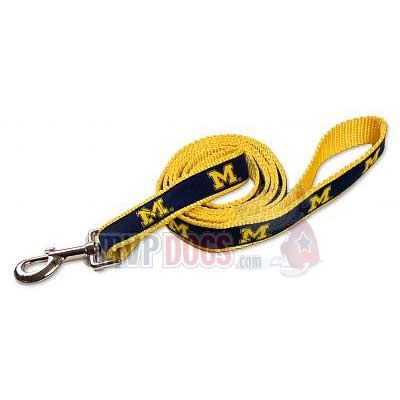 NCAA Michigan Wolverines Woven Ribbon Dog Leash by SportyK9