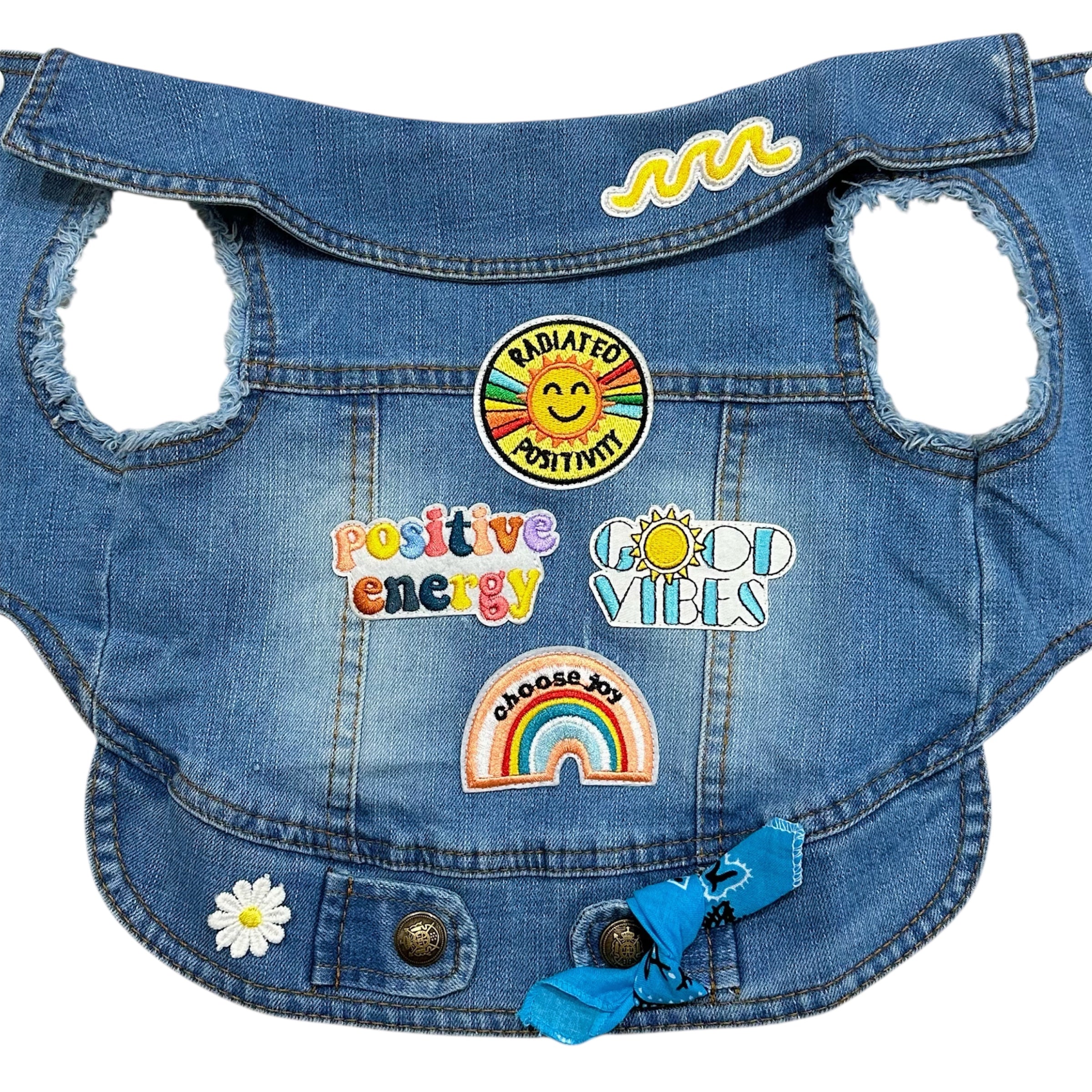 Heads or Tails Pup Positivity Summer Denim Dog Vest