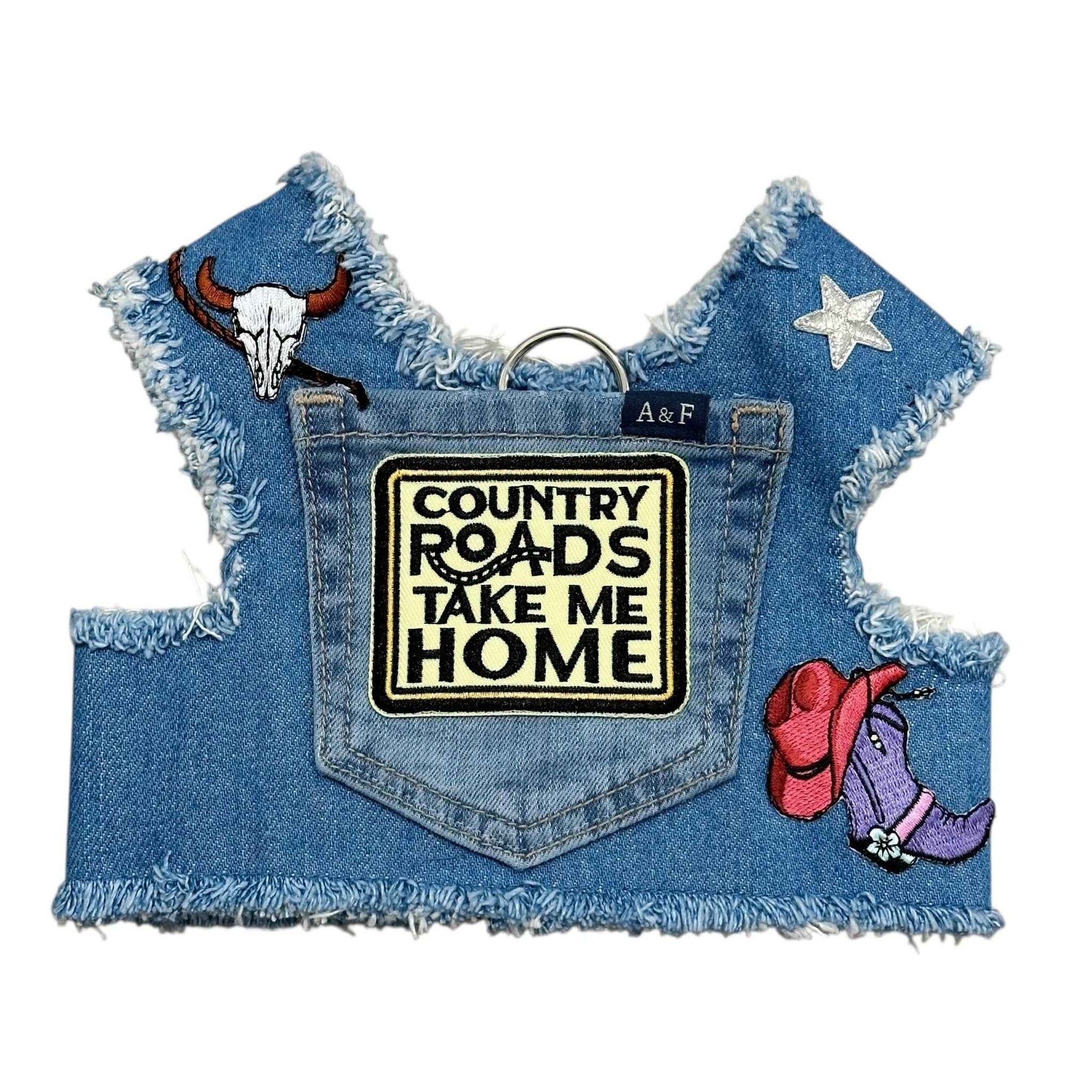 Heads or Tails Pup Country Denim Dog Harness
