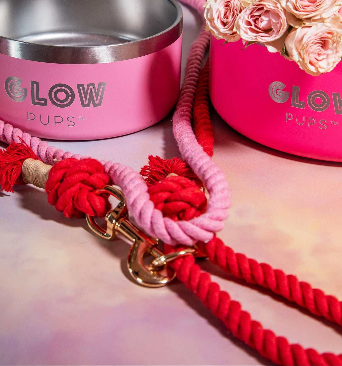 Glow Pups: Red Boho Chic Cotton Rope Dog Leash