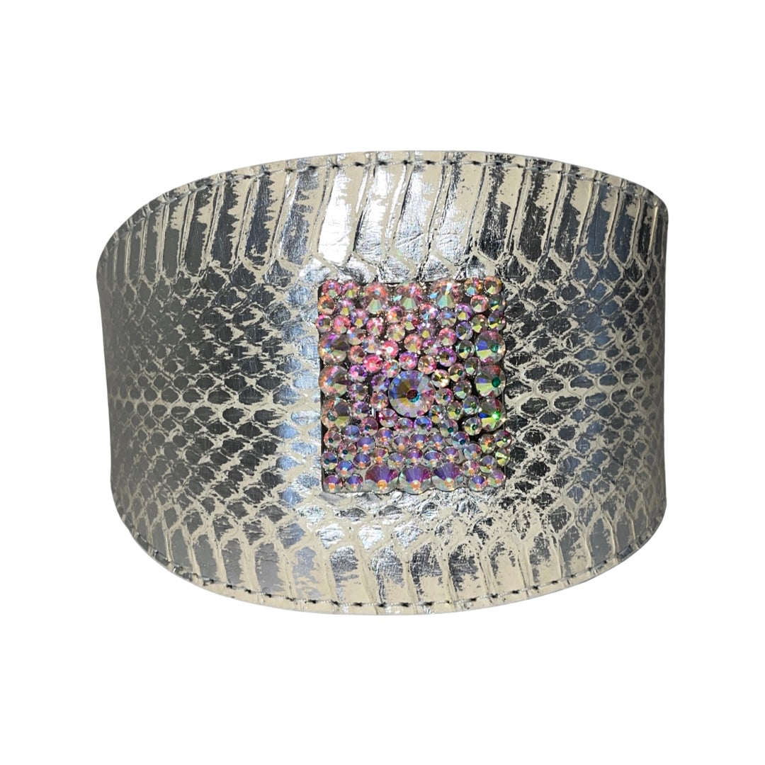 Glamorous Stunning Silver Snake With our Custom Swarovski Crystal Rivet