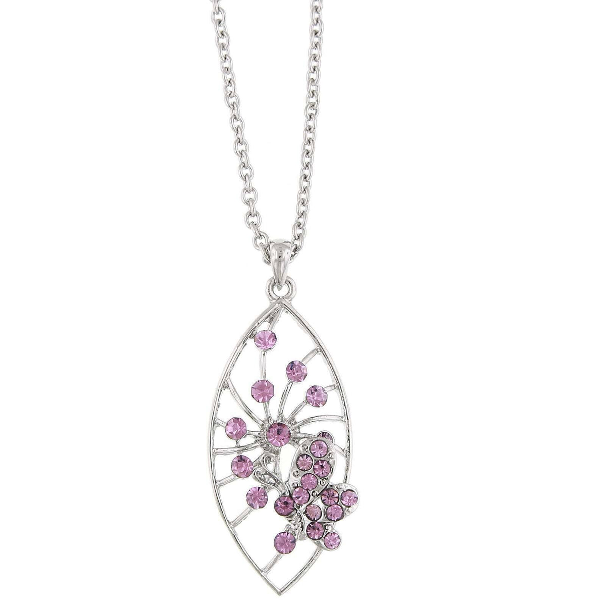 1928 Jewelry Pave Butterfly Necklace Pendant Necklace 16 Inch with 3 Inch Extender