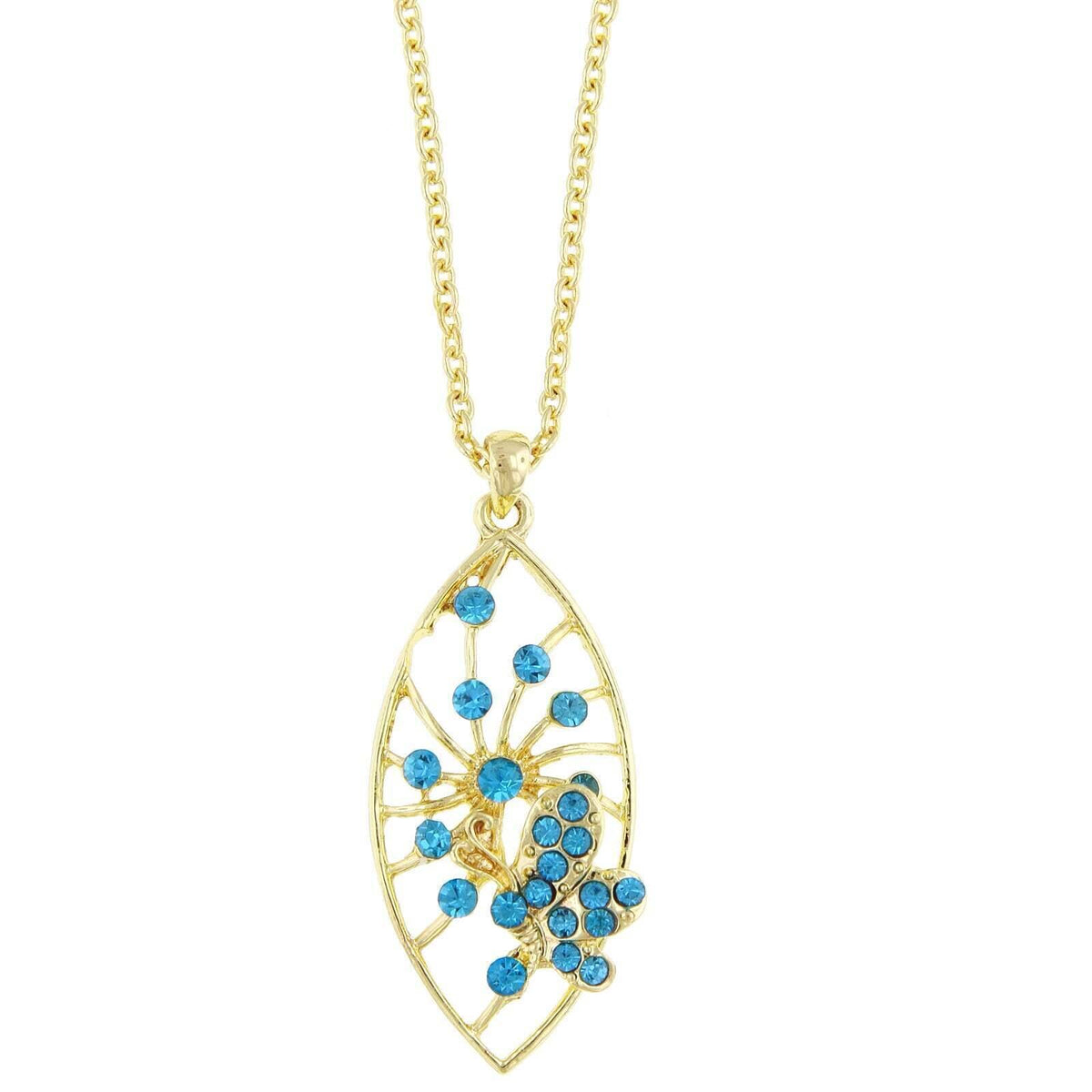 1928 Jewelry Pave Butterfly Necklace Pendant Necklace 16 Inch with 3 Inch Extender