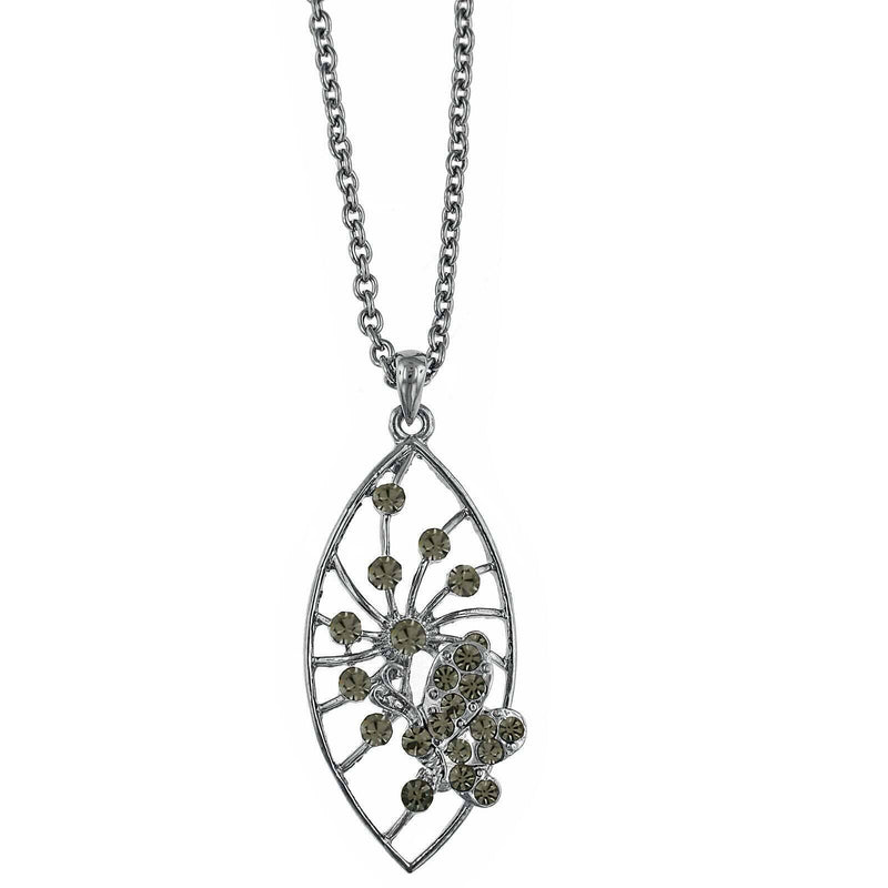 1928 Jewelry Pave Butterfly Necklace Pendant Necklace 16 Inch with 3 Inch Extender