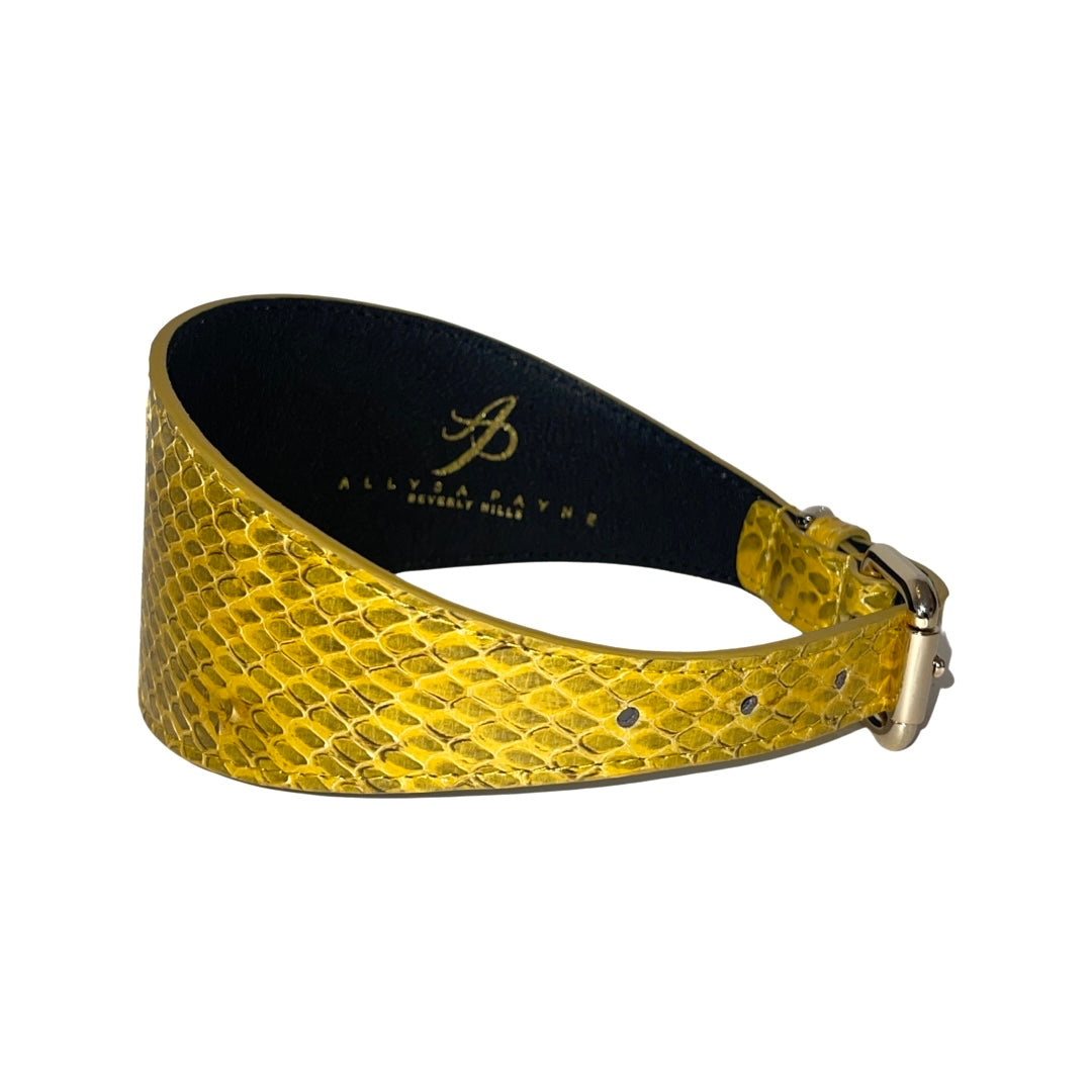 Allysa Payne Mustard Yellow & Black Snake 3-Inch Wide Style Dog Collar