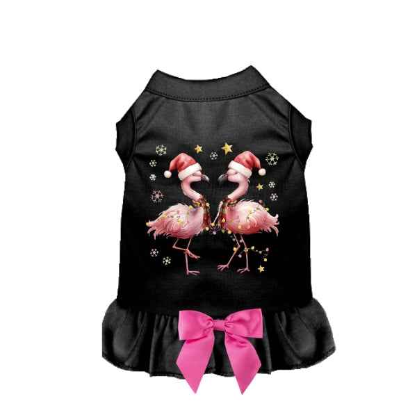 Festive Flamingo Holiday Dog T-Shirt or Dress