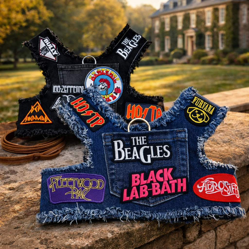 Heads or Tails Pup Ruff & Roll Denim 13 Oz. Double Denim American Heritage Craft Dog Harness