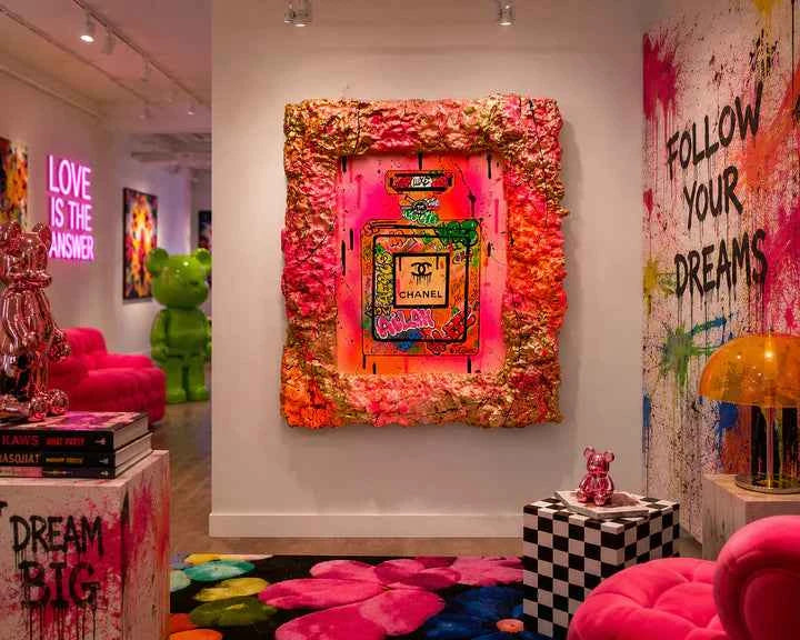 And Iconic Pink Perfume Bottle Graffiti Wall Art