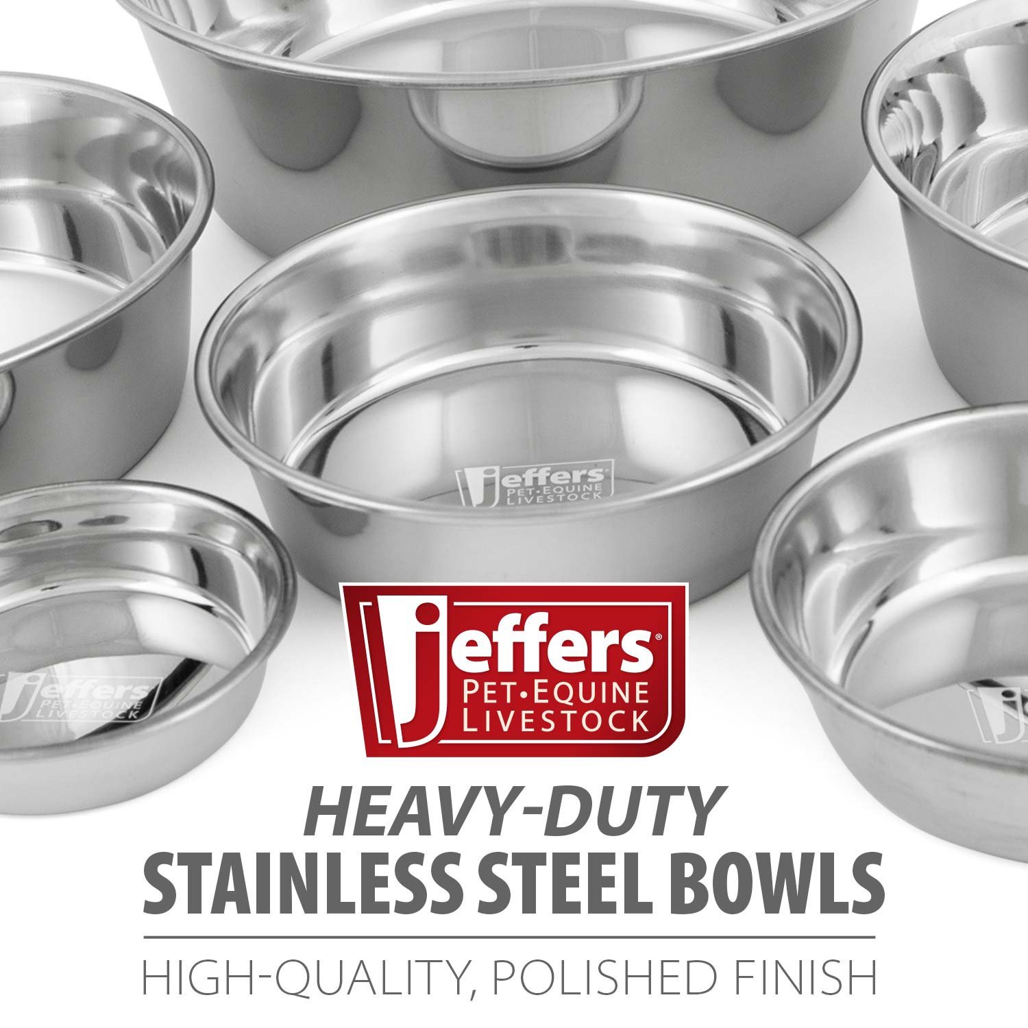Jeffers Heavy Weight Stainless Steel Pet Bowls - Durable Pet Food & Water Dish, Chew-Resistant, Dishwasher Safe