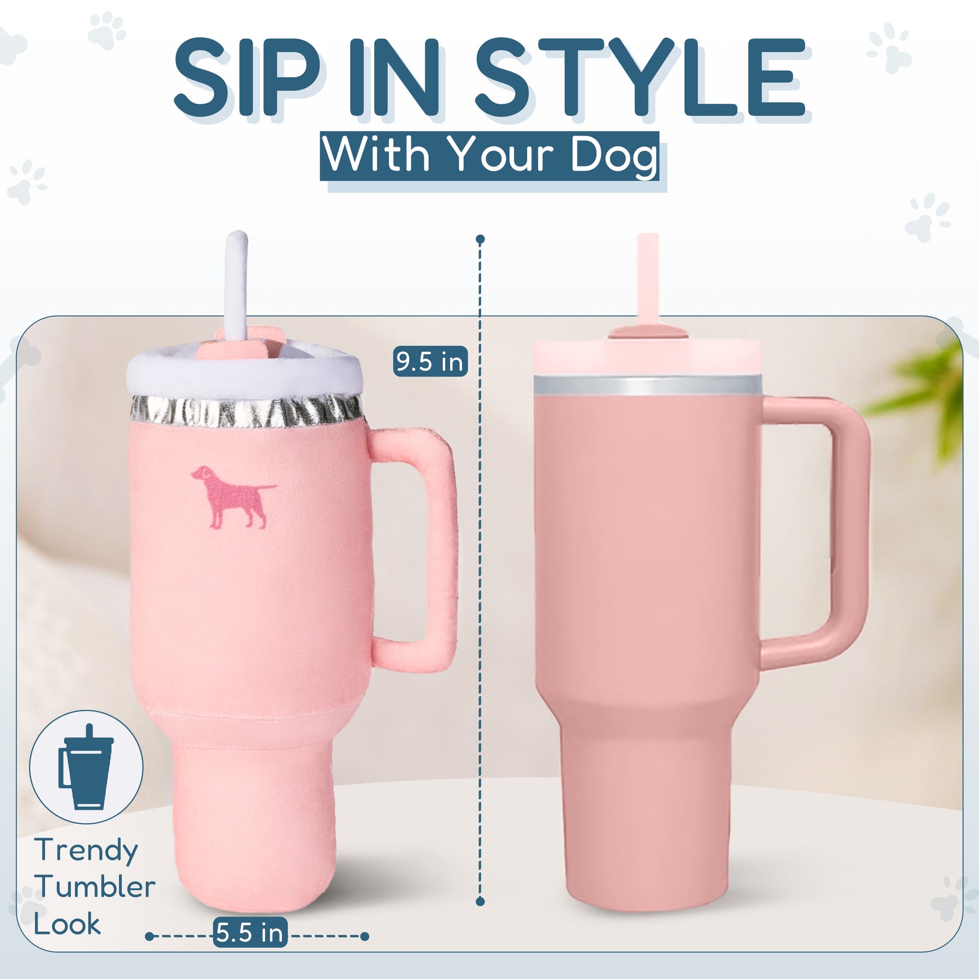 PUPROAR Pup Cup Dog Toy - Cute Squeaky Plush Tumbler Dog Toy