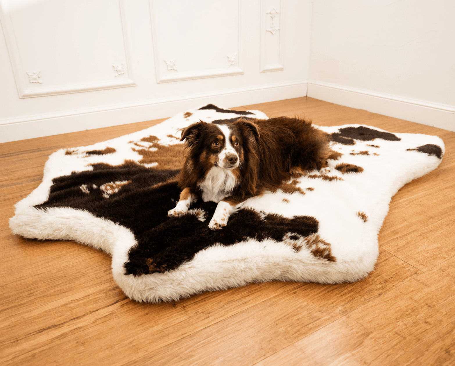 PupRug Animal Print Memory Foam Dog Bed Brown Faux Cowhide