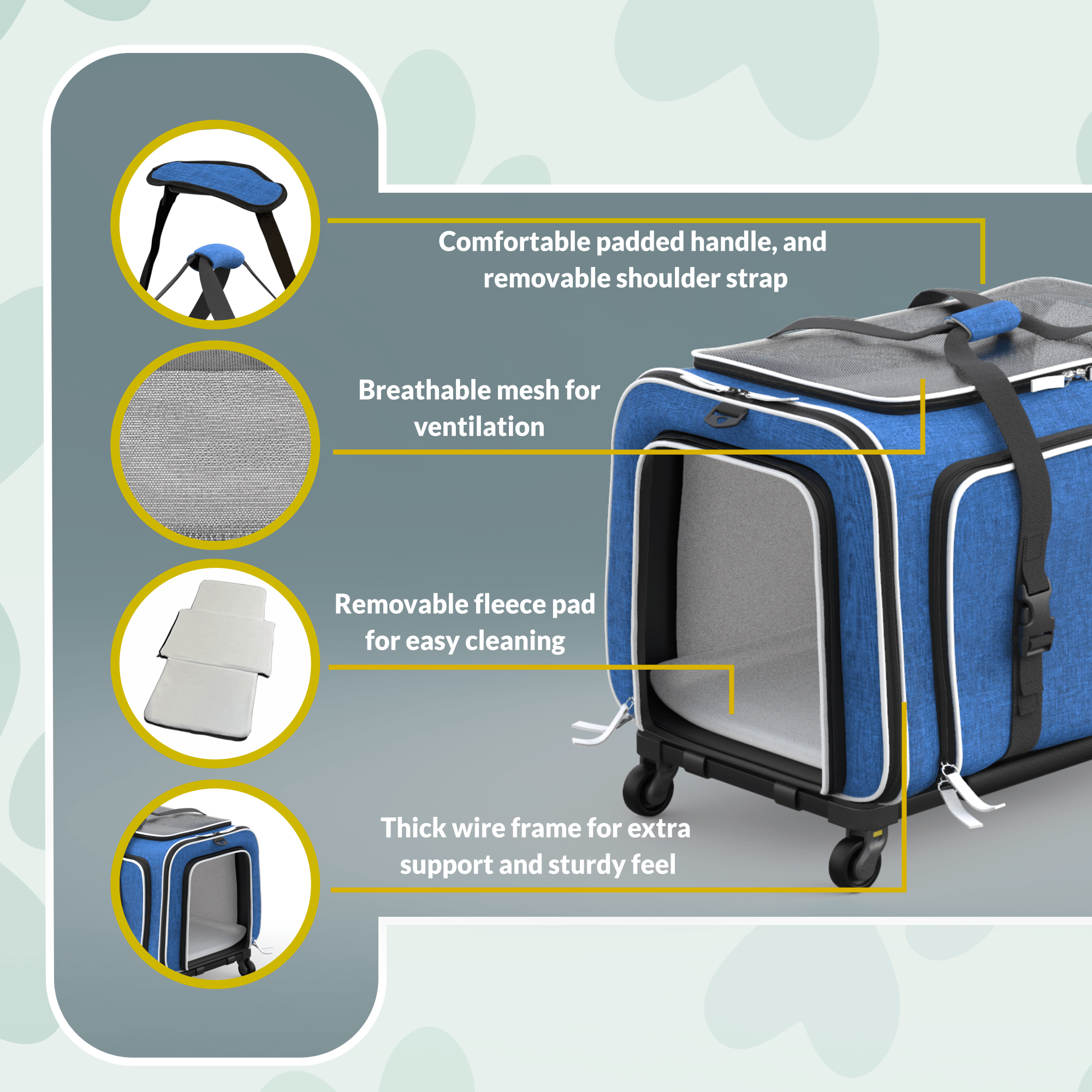Katziela Rolling Rover Airline Compliant Expandable Wheeled Pet Carrier | HT Animal Supply