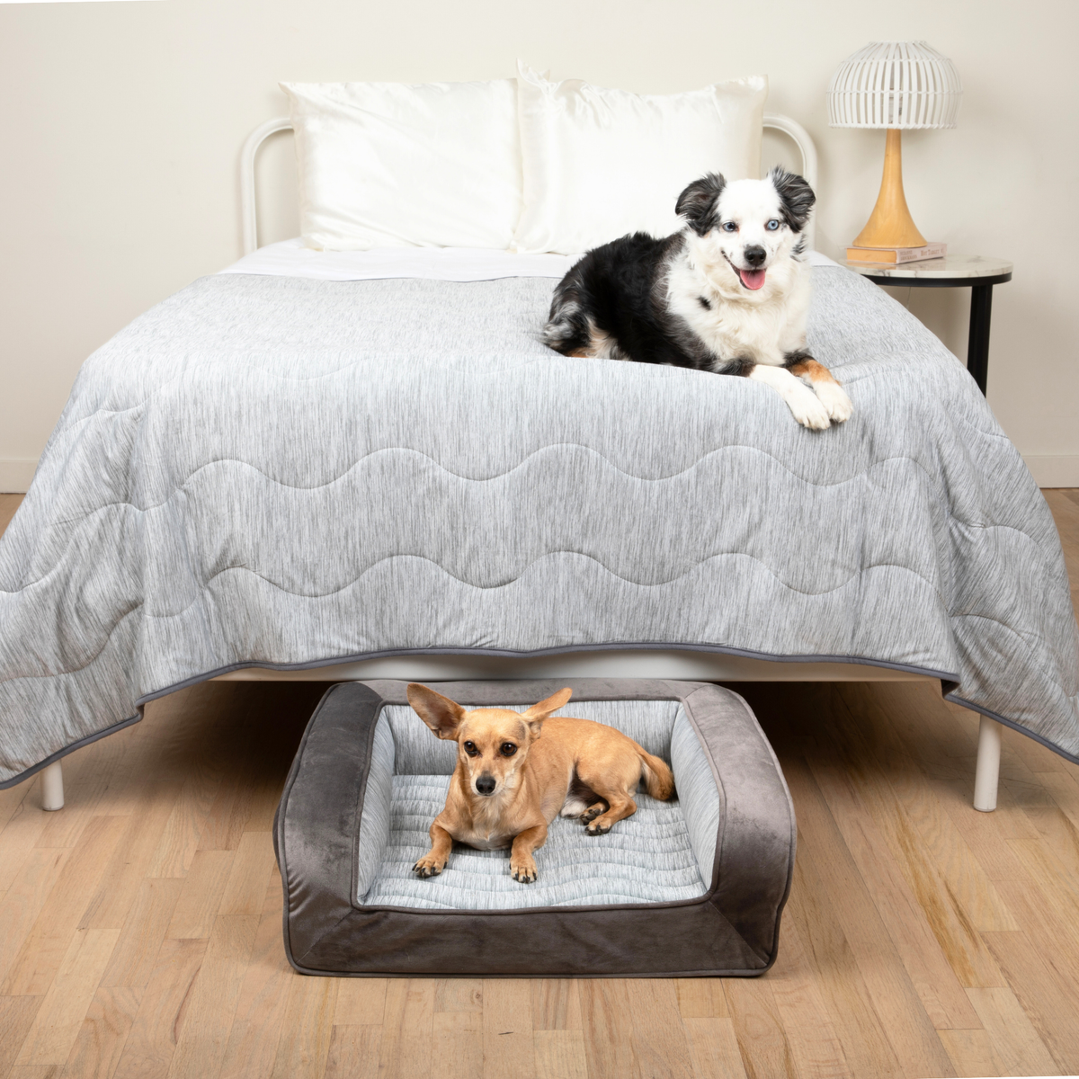 PupChill Cooling Bolster Dog Bed Waterproof Blanket Bundle Arctic Grey