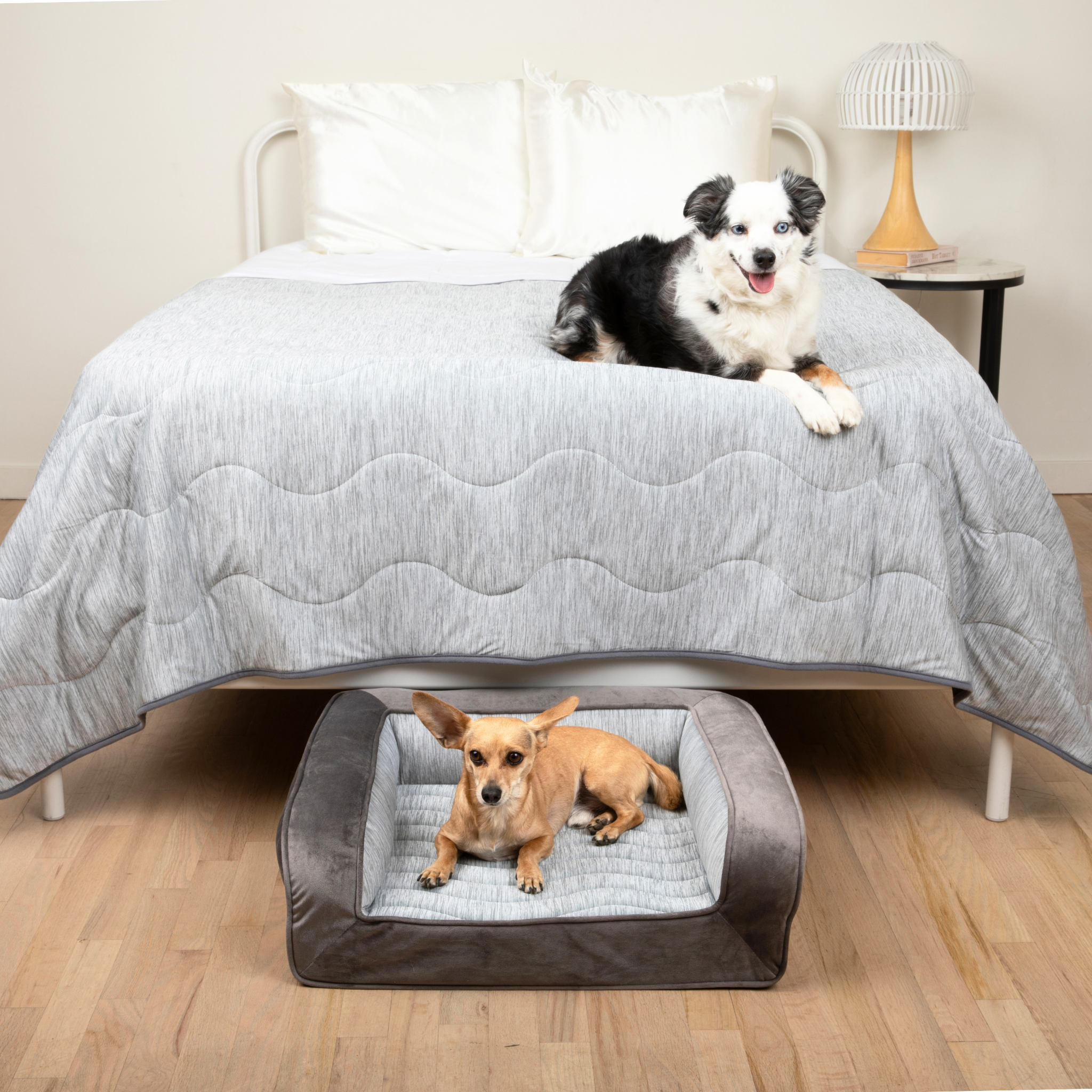 PupChill Cooling Bolster Dog Bed Waterproof Blanket Bundle Arctic Grey