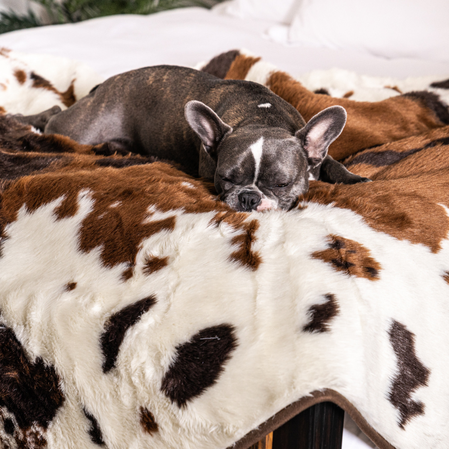 PupProtector Waterproof Throw Blanket Brown Faux Cowhide