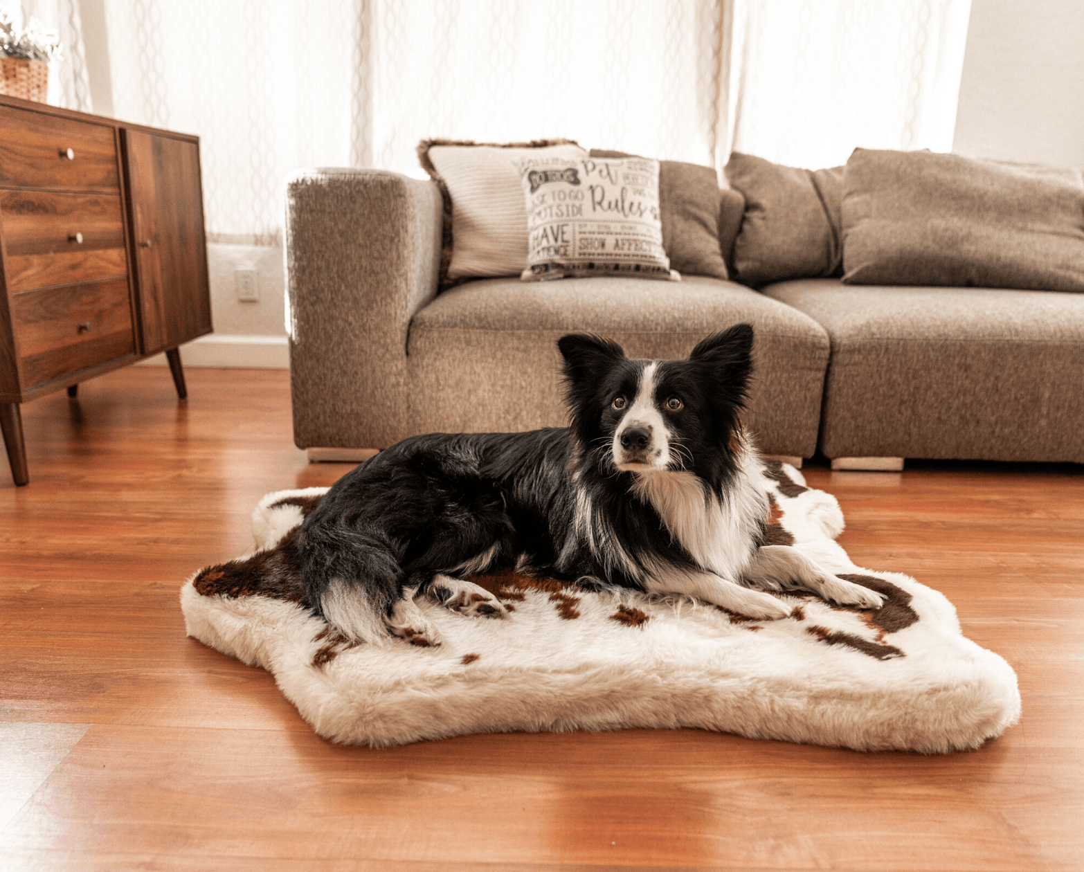 PupRug Animal Print Memory Foam Dog Bed Brown Faux Cowhide
