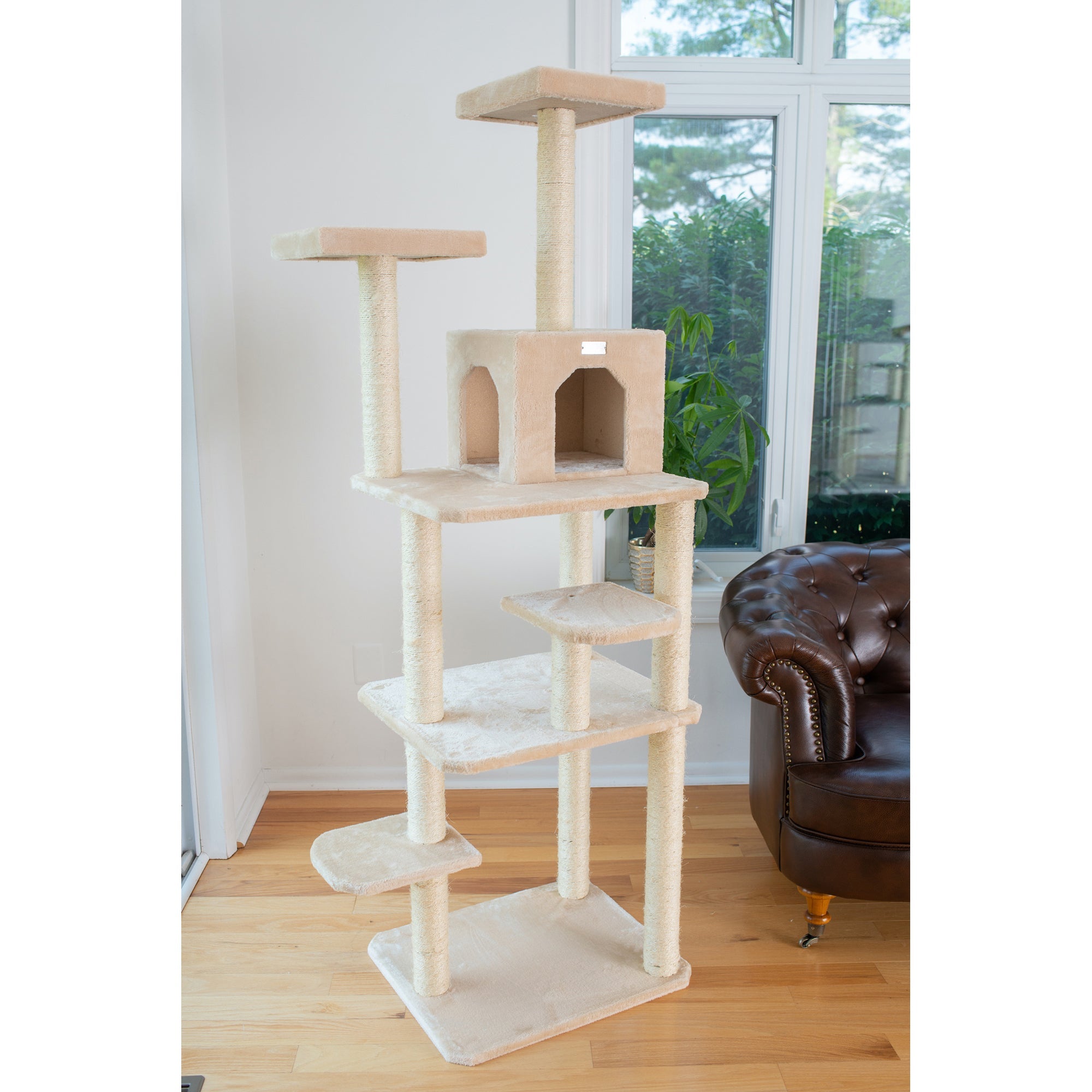 GleePet GP78740821 74-Inch Cat Tree With Seven Levels Beige