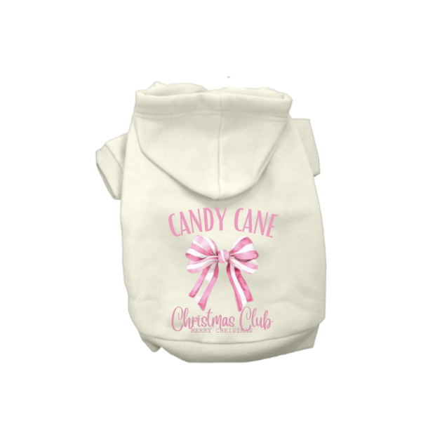 Bark 5th Ave., LLC Candy Cane Christmas Club Hoodie Fleece White pet supplies