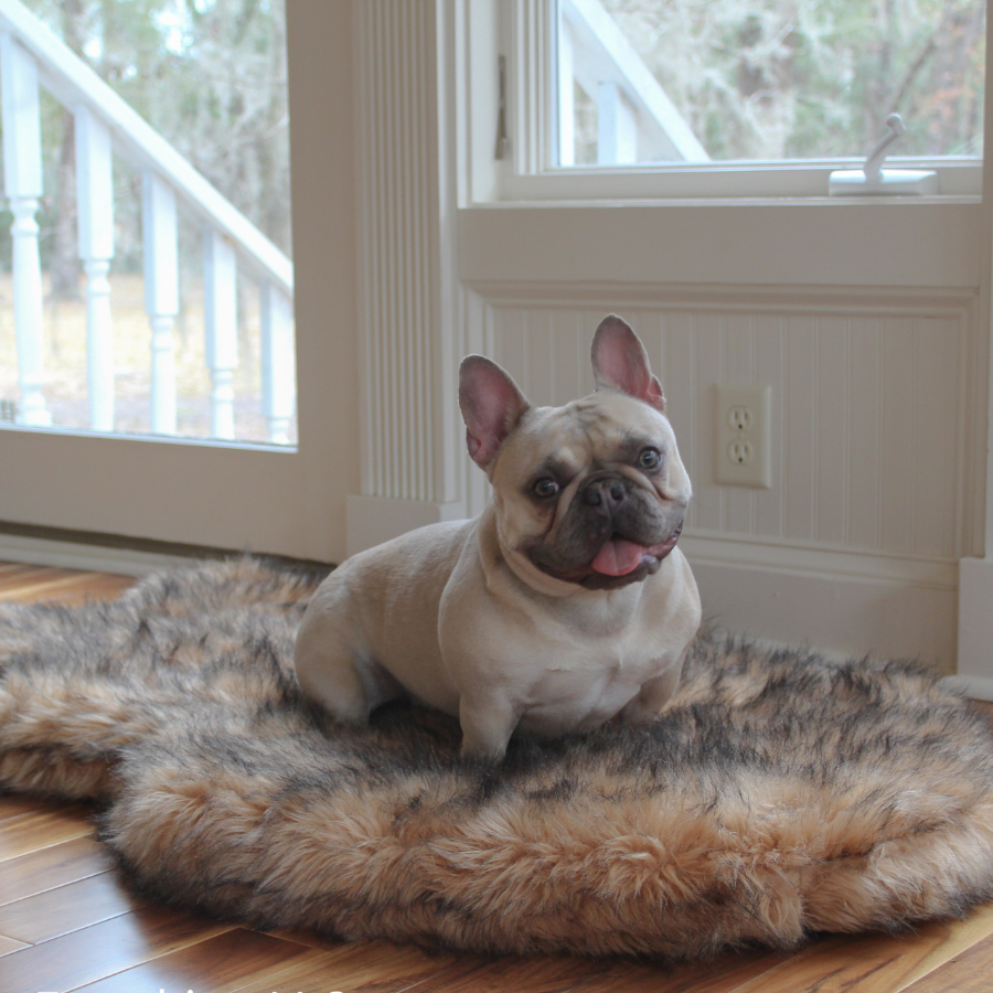 Puprug Faux Fur Orthopedic Dog Bed Curve Sable Tan