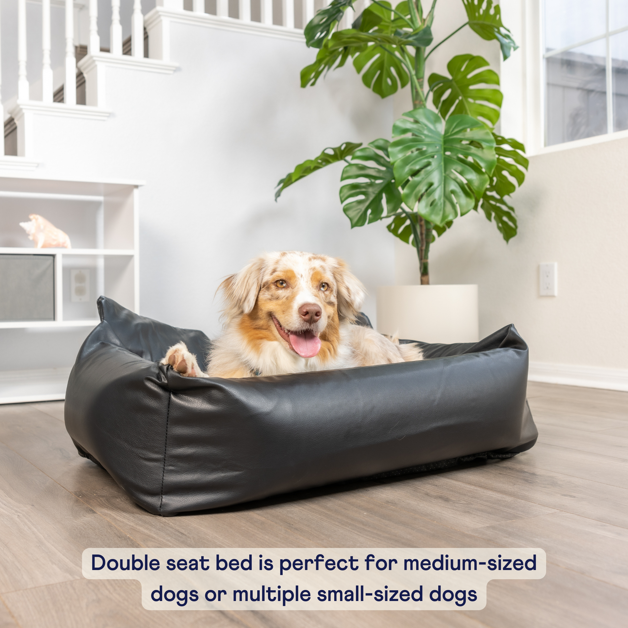Pupprotector Faux Leather Memory Foam Dog Car Bed Black