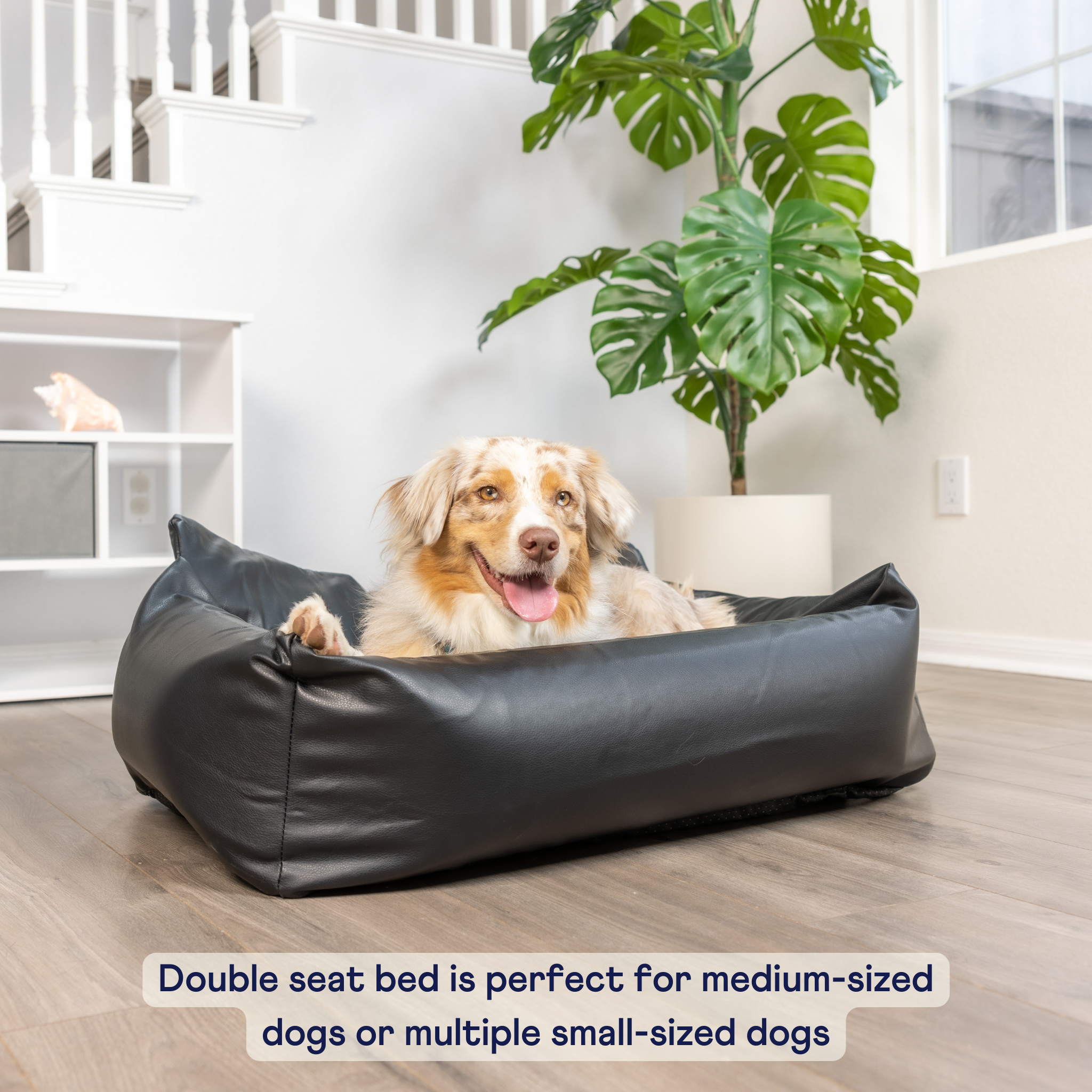 Pupprotector Faux Leather Memory Foam Dog Car Bed Black
