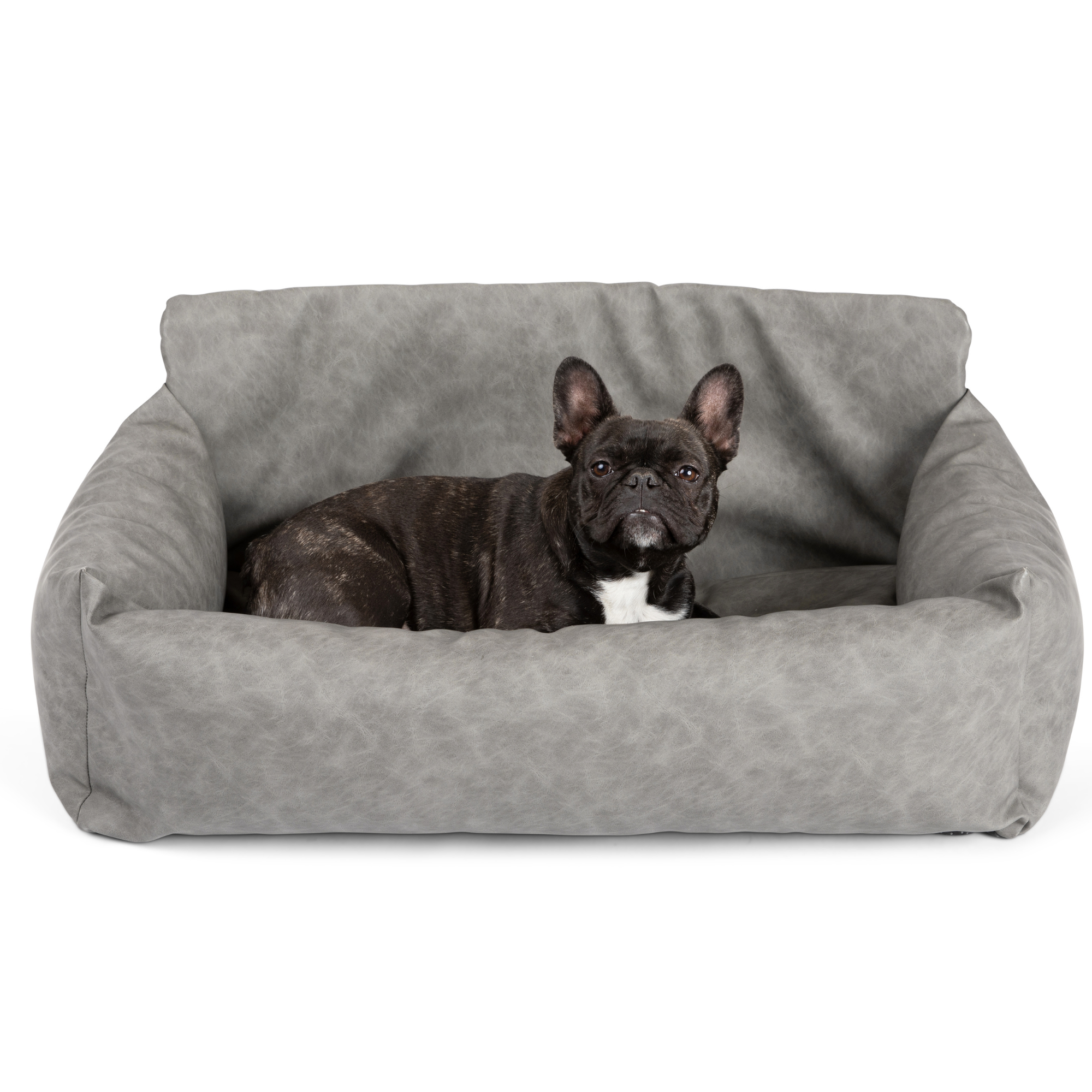 PupProtector Faux Leather Memory Foam Dog Car Bed Slate Gray