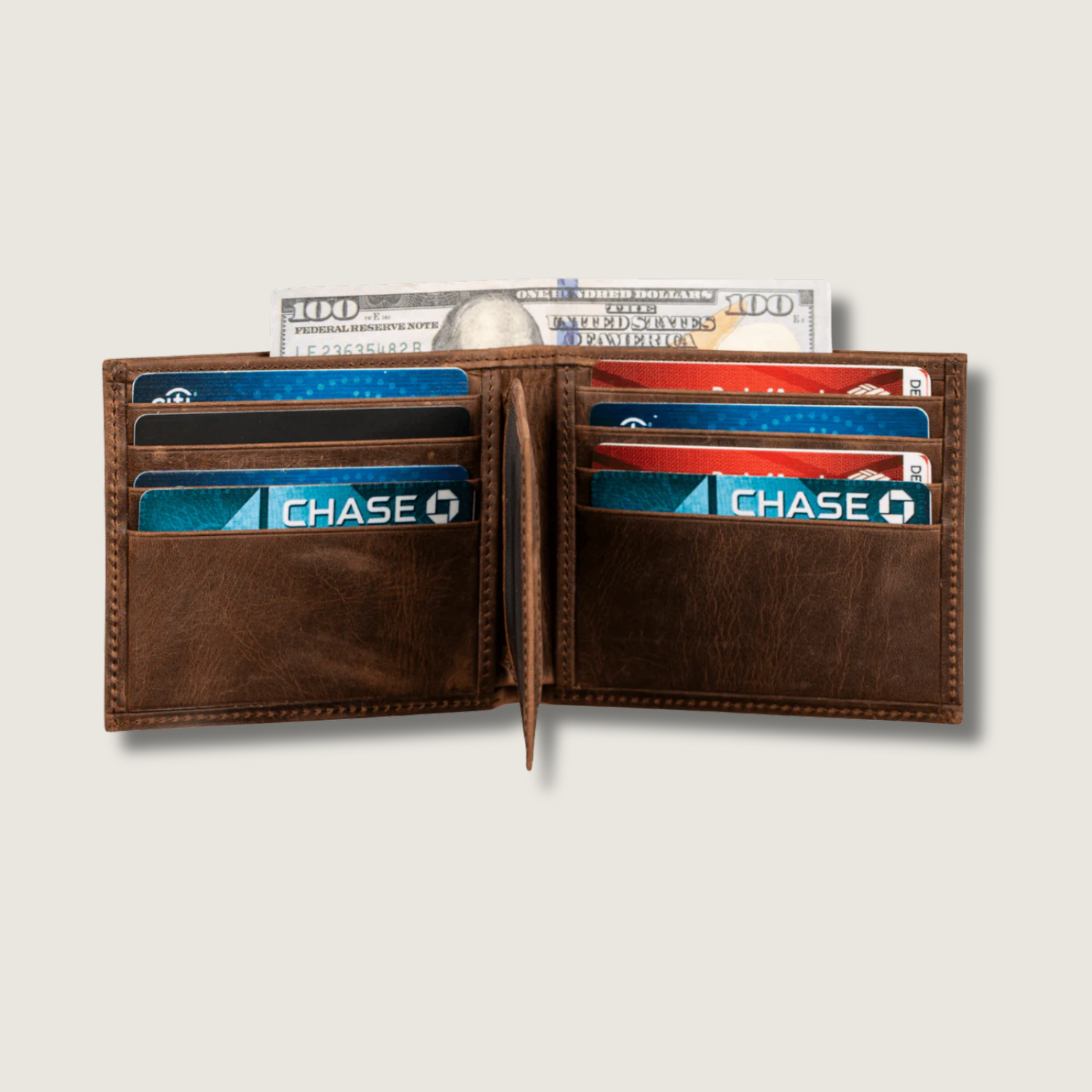 Classic Leather Bifold Wallet Brown Los Angeles
