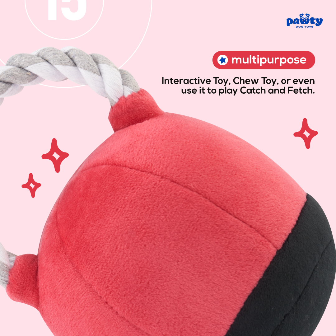 Pawty Kettlebell Rope and Plush Squeaky Dog Toy