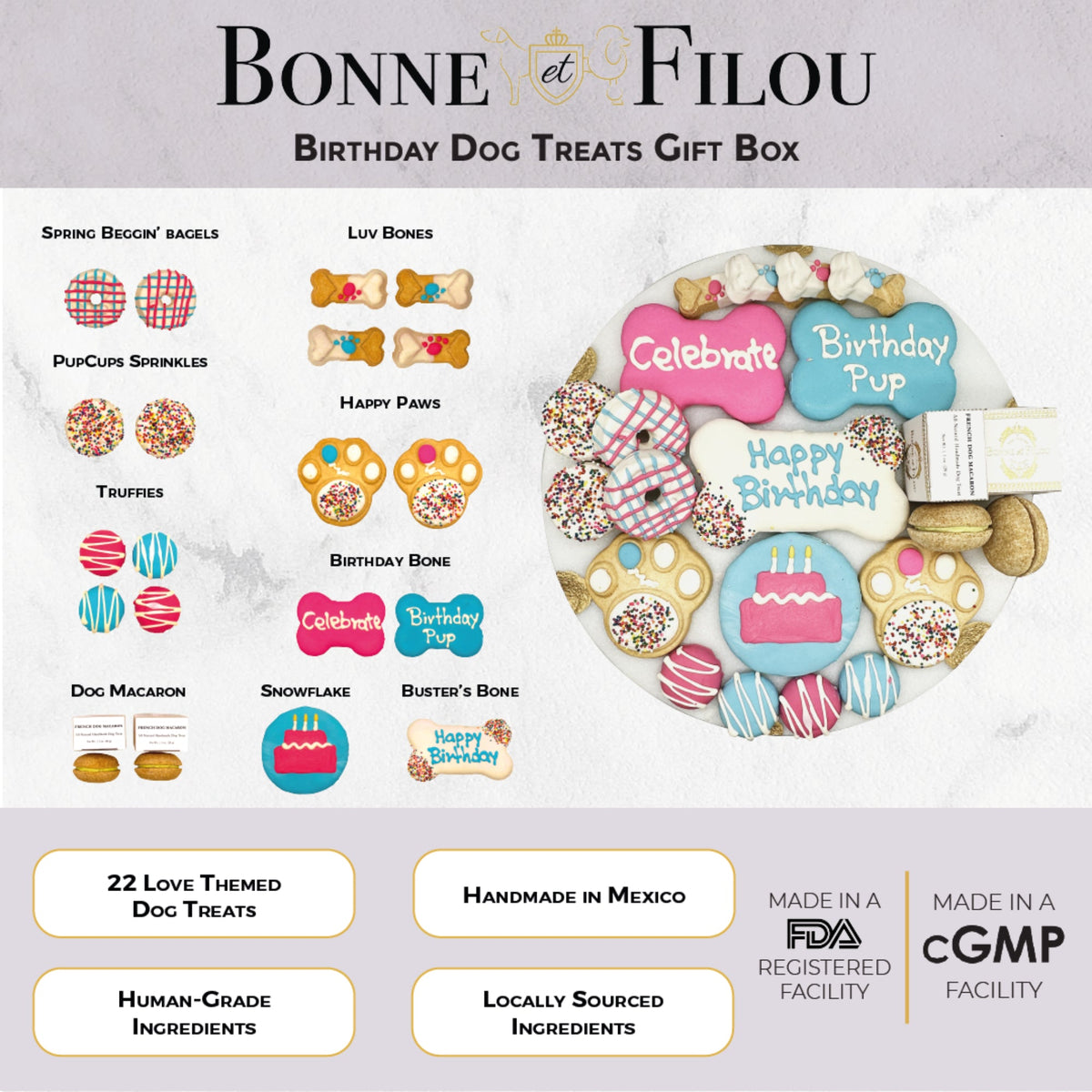 Bonne et Filou – Happy Birthday Dog Treat Gift Box