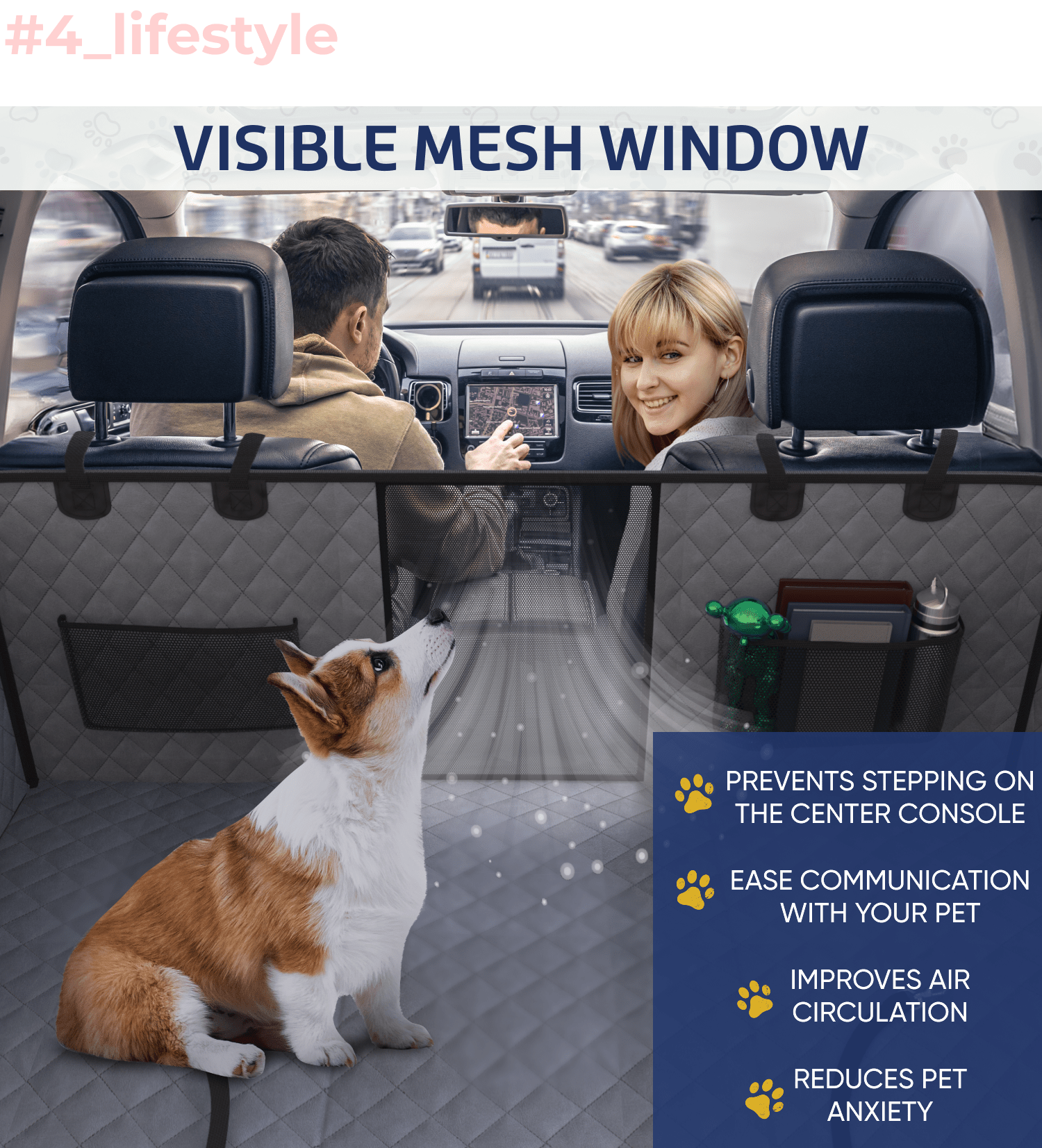 Large Seat Guard Waterproof Back Seat Extended Cover With Mesh Window Storage Pockets | HT Animal Supply