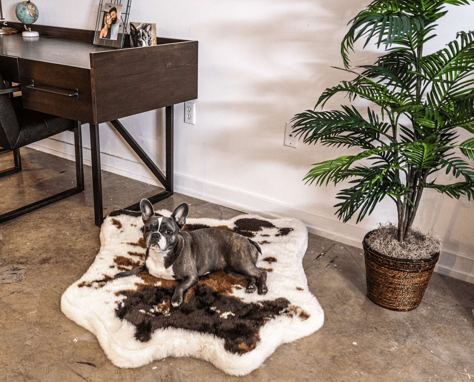 PupRug Animal Print Memory Foam Dog Bed Brown Faux Cowhide