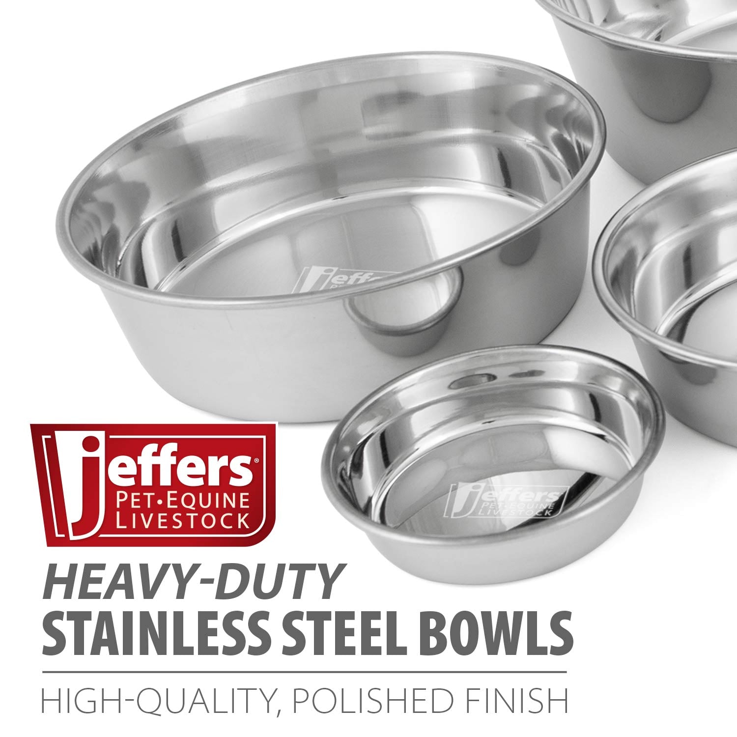 Jeffers Heavy Weight Stainless Steel Pet Bowls - Durable Pet Food & Water Dish, Chew-Resistant, Dishwasher Safe