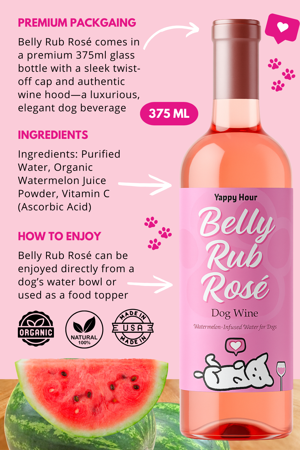 Belly Rub Rose Dog Wine