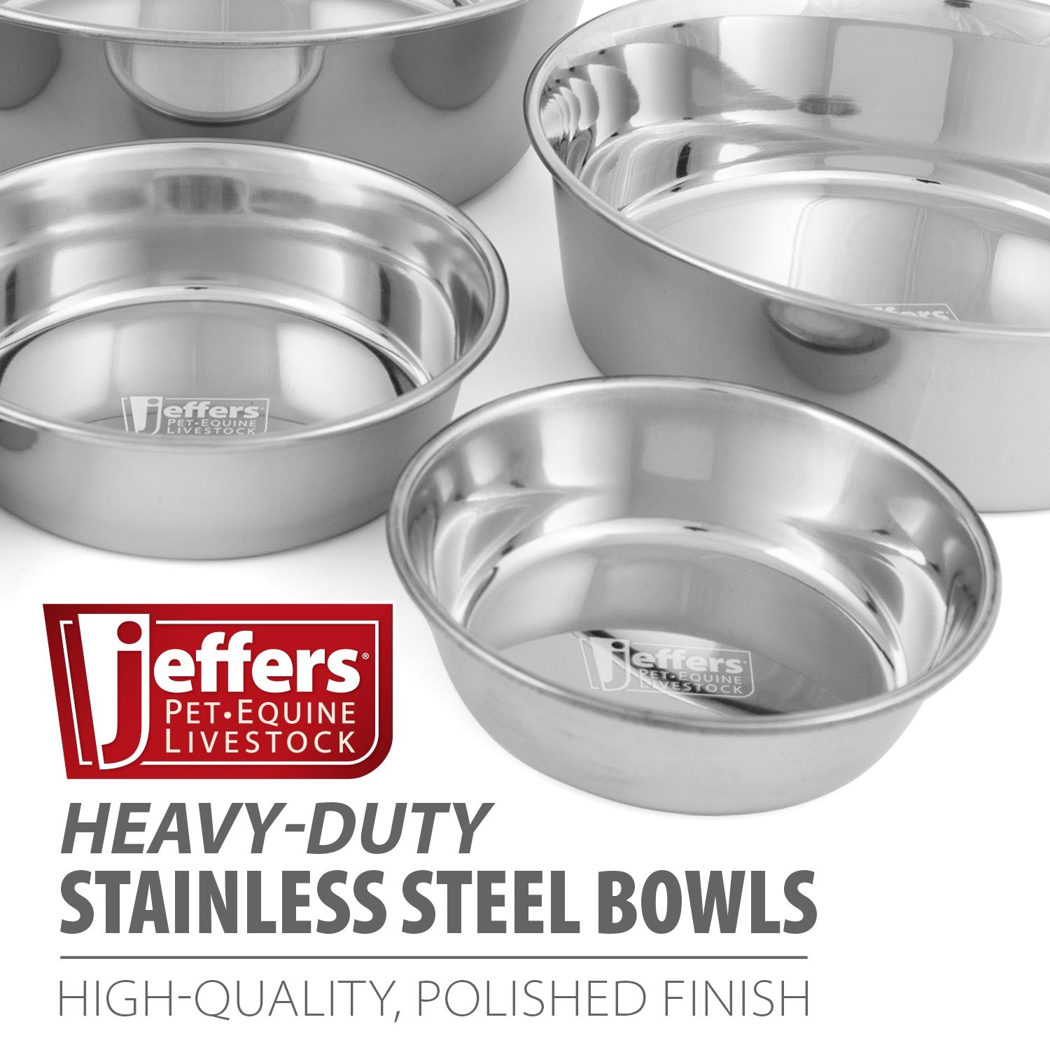 Jeffers Heavy Weight Stainless Steel Pet Bowls - Durable Pet Food & Water Dish, Chew-Resistant, Dishwasher Safe