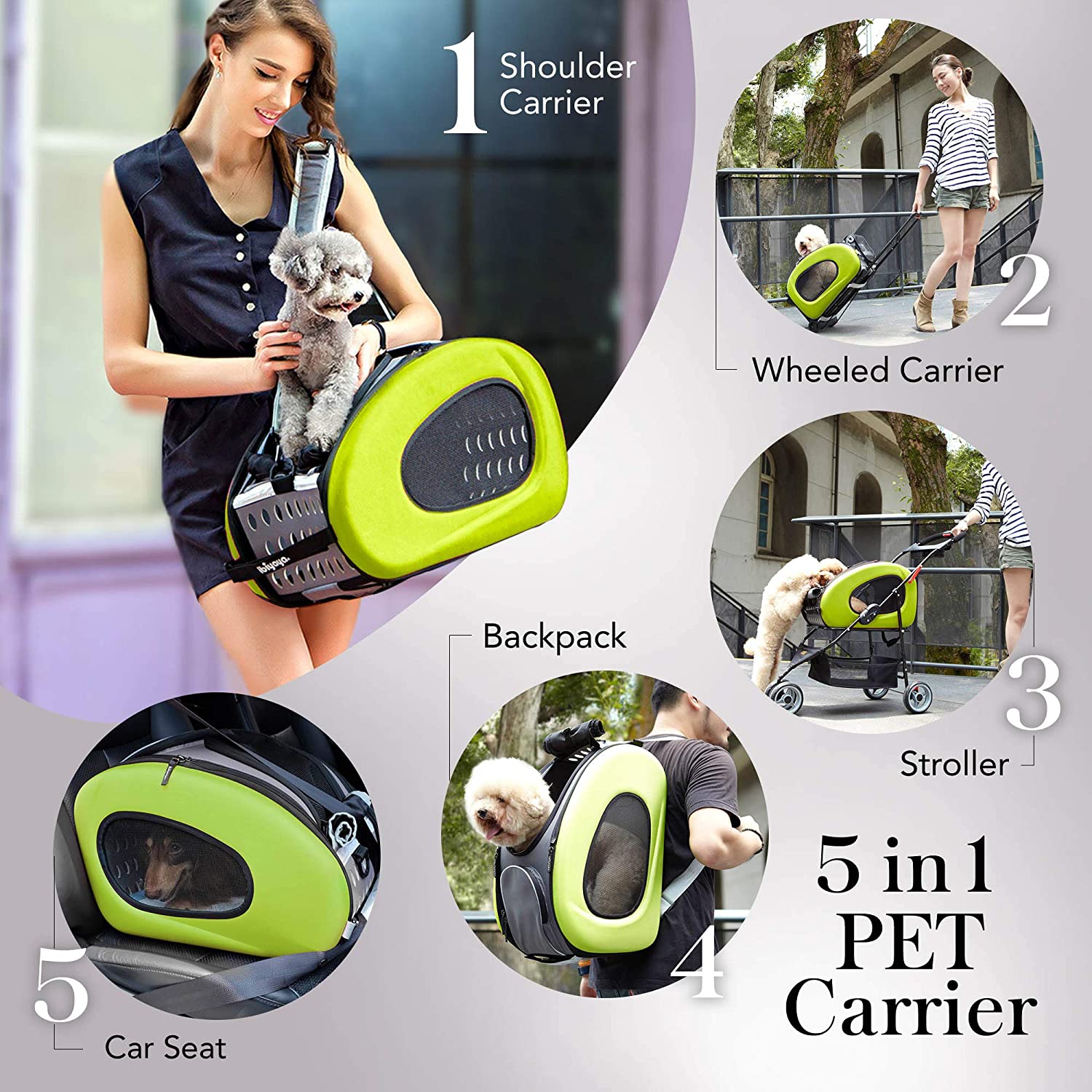 5-in-1 Combo EVA  Pet Carrier/Stroller (Luxury package)