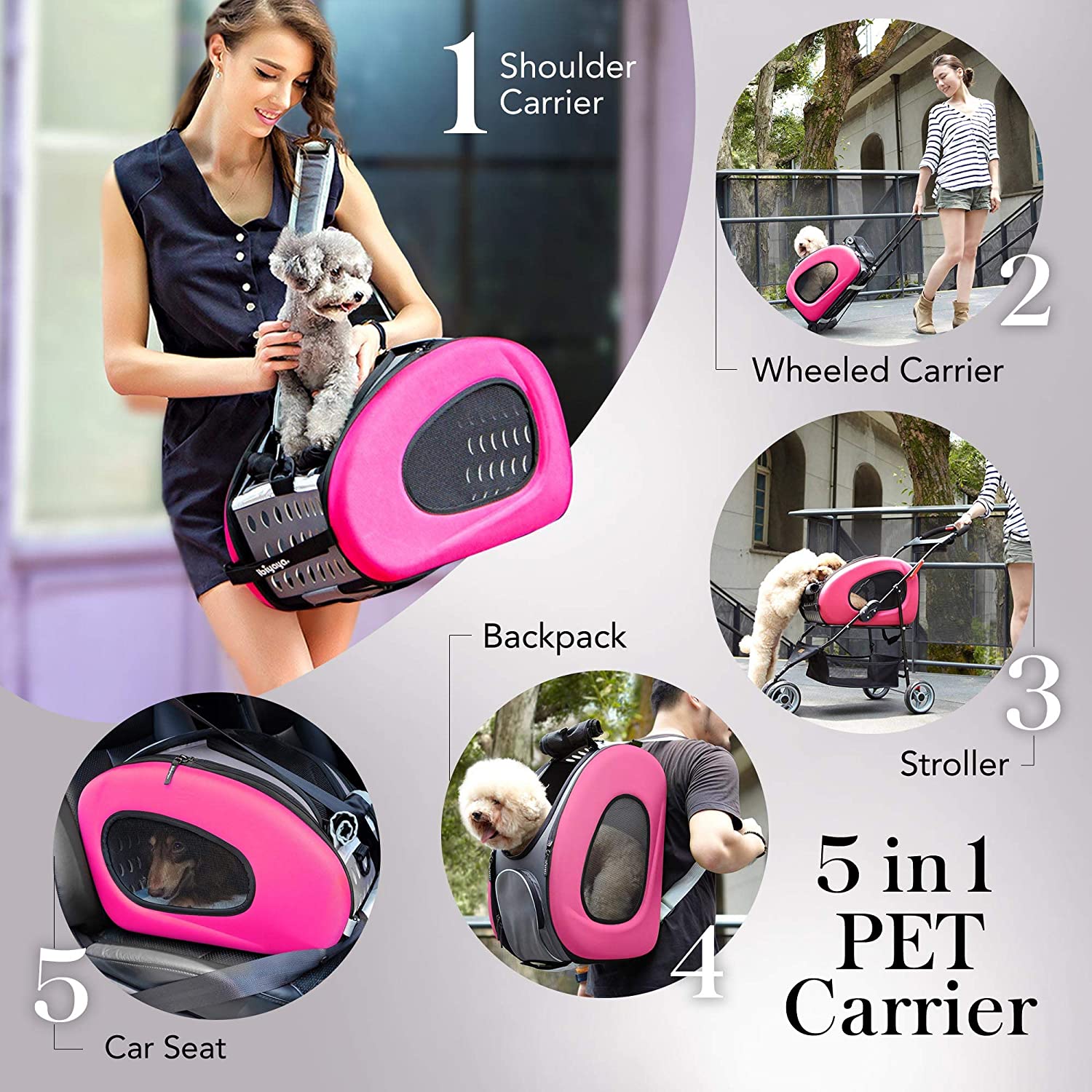 5-in-1 Combo EVA  Pet Carrier/Stroller (Luxury package)