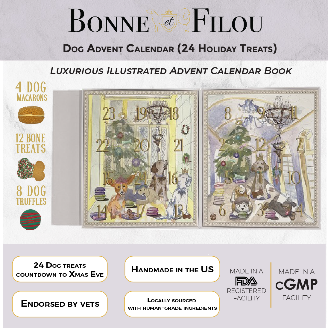 Bonne et Filou – Dog Treat Advent Calendar with 24 Holiday Treats