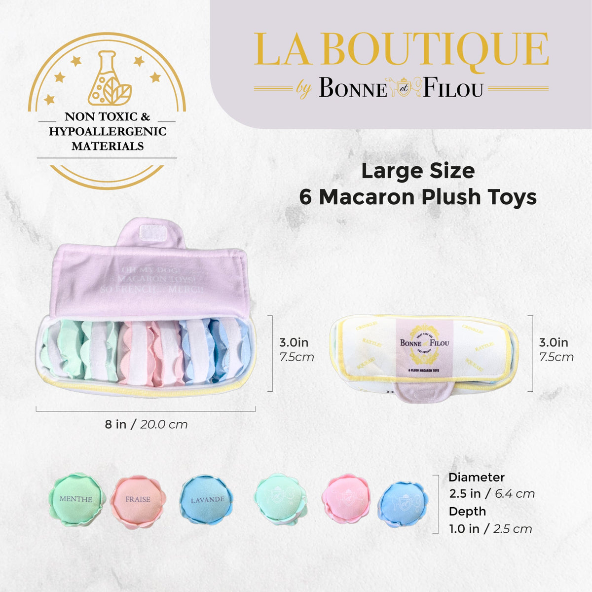 Bonne et Filou – Large French-Inspired Plush Squeaky Dog Toy Set