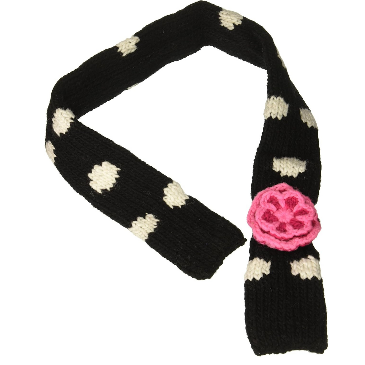 Chilly Dog Black Polka Dot Flower Wool Pet Scarf