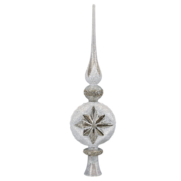 Old World Christmas: Retro Silver Frost Christmas Tree Topper