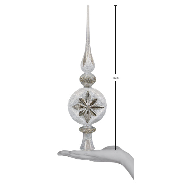 Old World Christmas: Retro Silver Frost Christmas Tree Topper