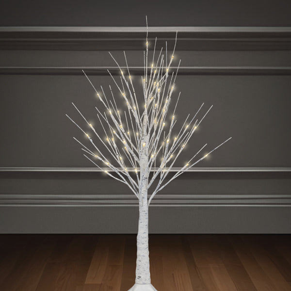3 Lit Winter White Birch Tree