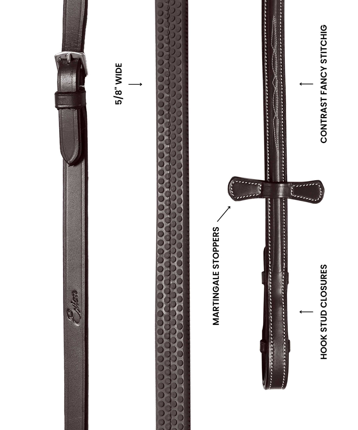 ExionPro Rubber Reins with Fancy Stitching - HT Animal Supply