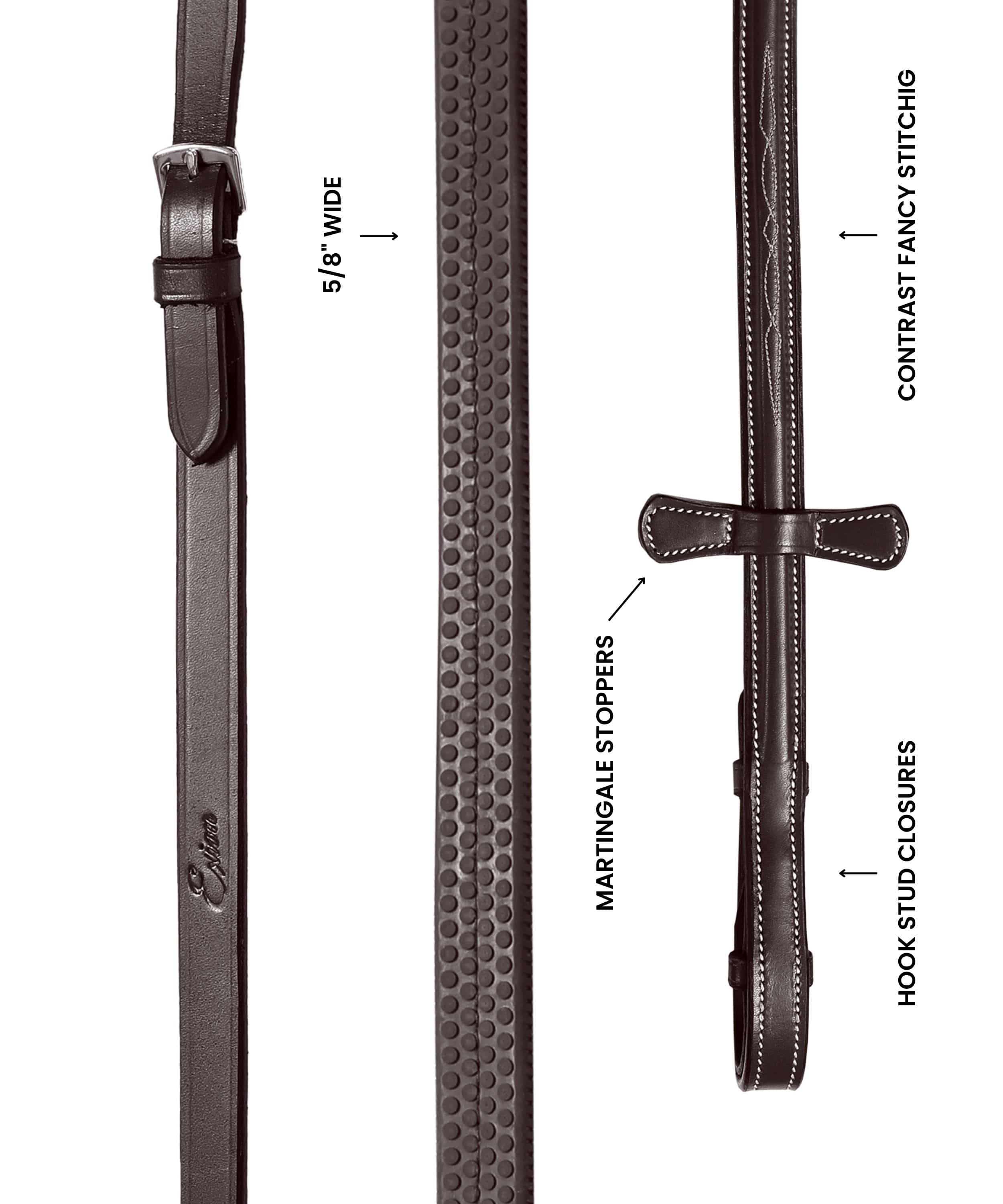 ExionPro Rubber Reins with Fancy Stitching - HT Animal Supply