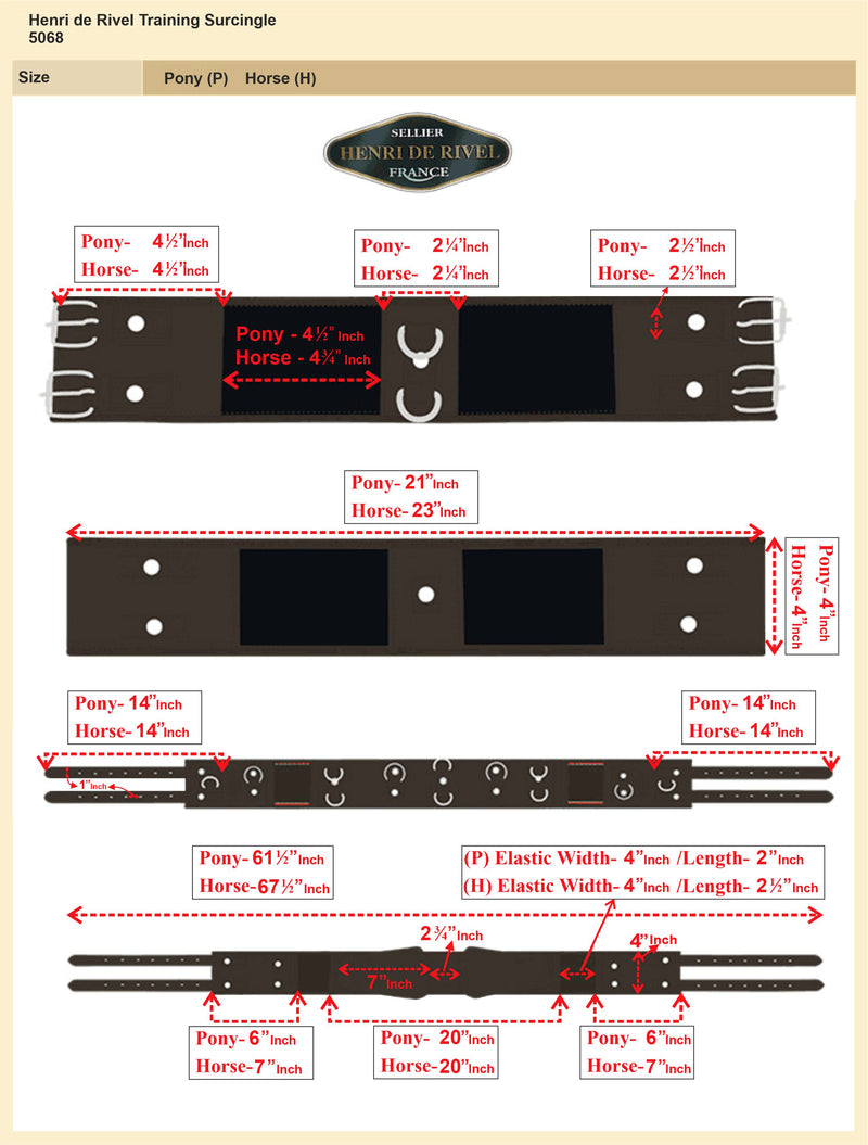 Henri de Rivel Training Surcingle Size Chart