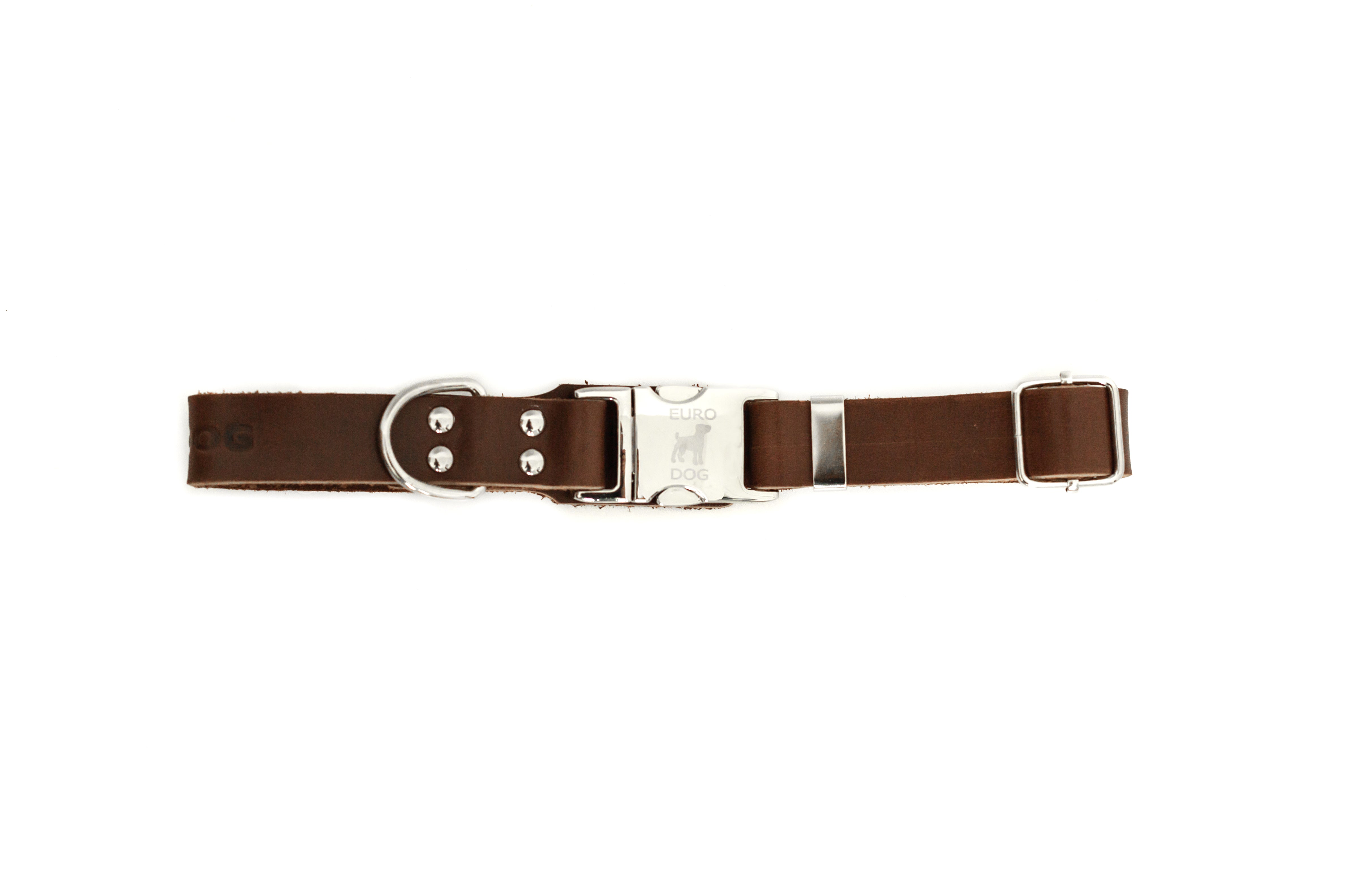 Modern Style Quick-Release Chocolate Leather Dog Collar