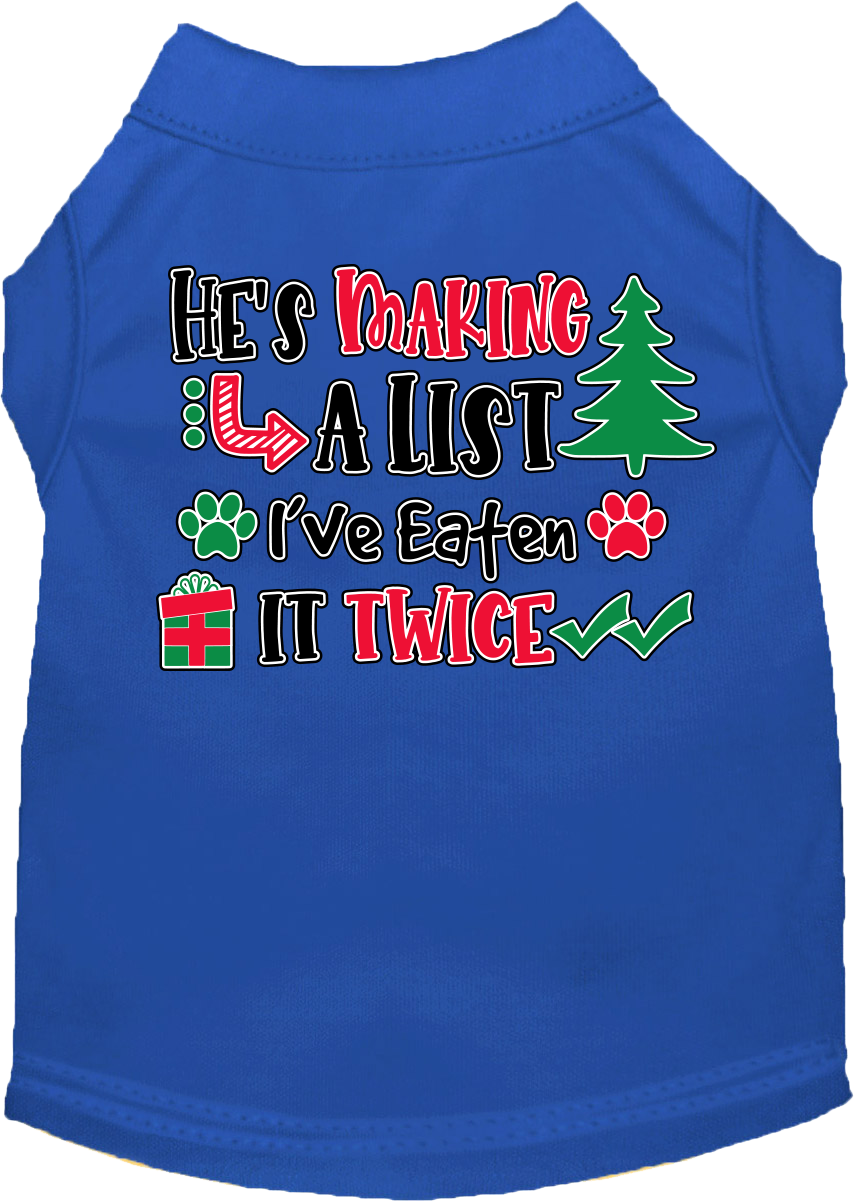 As You Wish Apparel – "Hes Making A List, Ive Eaten It Twice" Christmas Pet Shirt