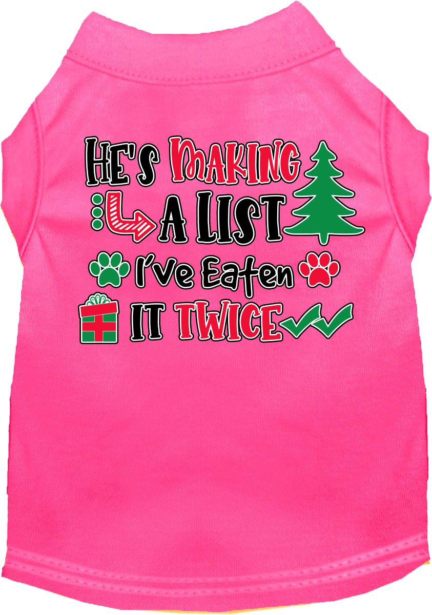 As You Wish Apparel – "Hes Making A List, Ive Eaten It Twice" Christmas Pet Shirt